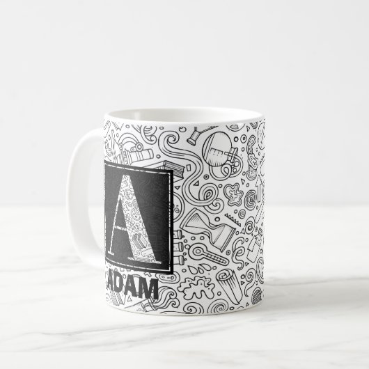 Science Custom Monogram - Letter A Coffee Tasse (Vorderseite Links)