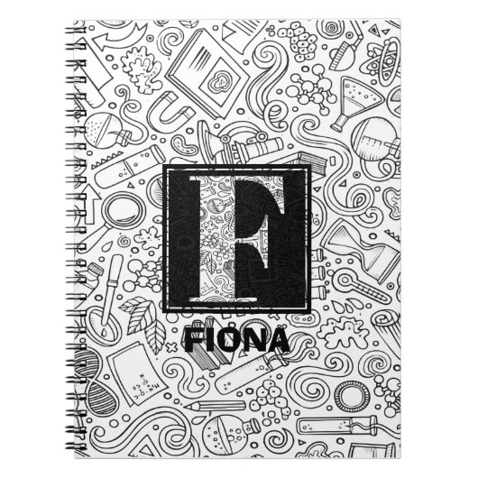 Science Custom Monogram - Letter F Notebook Notizblock (Vorderseite)