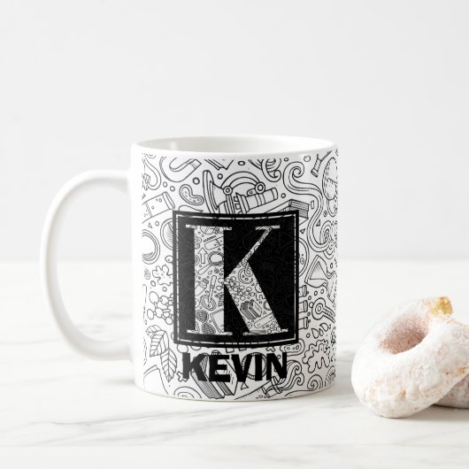 Science Custom Monogram - Letter K Coffee Tasse (Mit Donut)