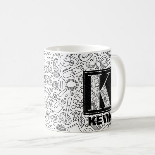 Science Custom Monogram - Letter K Coffee Tasse (VorderseiteRechts)