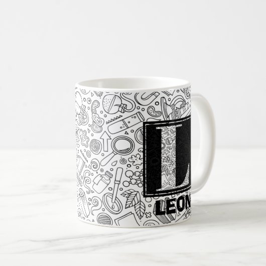 Science Custom Monogram - Letter L Coffee Tasse (VorderseiteRechts)