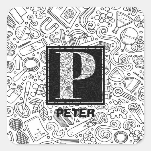 Science Custom Monogram - Letter P Square Sticker (Vorderseite)