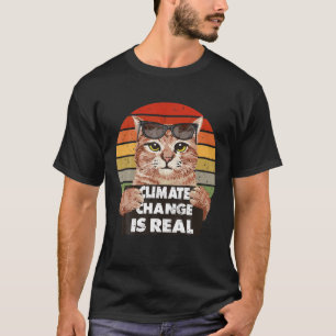 Science Earth Day Climate Change Vintag Funny Cat T-Shirt