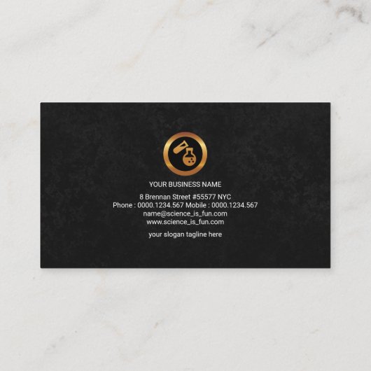 Science Elements Periodic Table Black Grunge Visitenkarte (Rückseite)