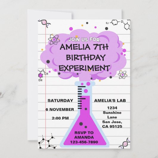 Science Experiment Birthday Invitation Einladung (Vorderseite)