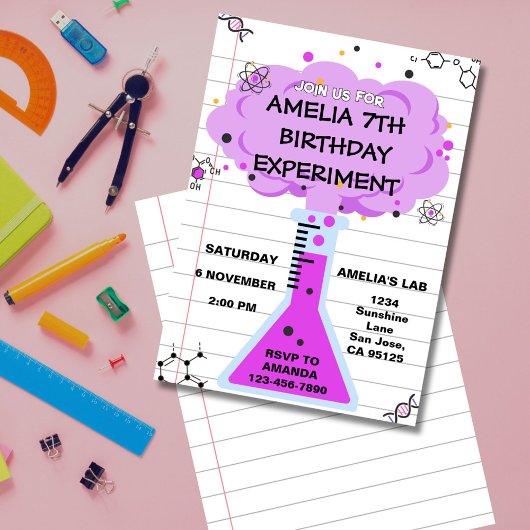 Science Experiment Birthday Invitation Einladung