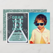 Science Experiment Flask Chalkboard Foto Geburtsta Einladung (Vorne/Hinten)