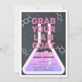 Science Experiment Flask Chalkboard Girl Birthday Einladung (Vorderseite)