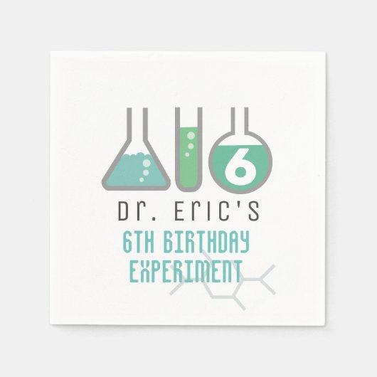 Science Experiment Green Boy Birthday Serviette (Vorderseite)