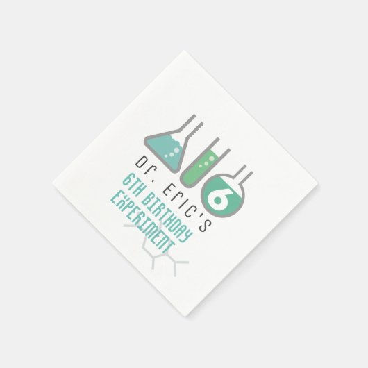 Science Experiment Green Boy Birthday Serviette (Ecke)