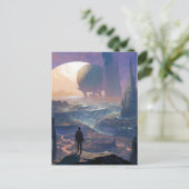 Science Fiction Alien City Landscape Sci Fi Postkarte (Stehend Vorderseite)