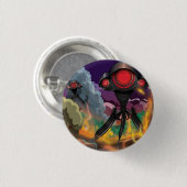 Science Fiction Alien Tripod Angriff! Button (Vorne & Hinten)