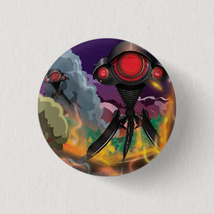 Science Fiction Alien Tripod Angriff! Button