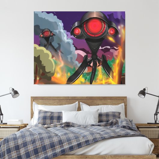 Science Fiction Alien Tripod Angriff! Leinwanddruck (Insitu (Schlafzimmer))