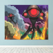 Science Fiction Alien Tripod Angriff! Leinwanddruck (Insitu (Holzboden))