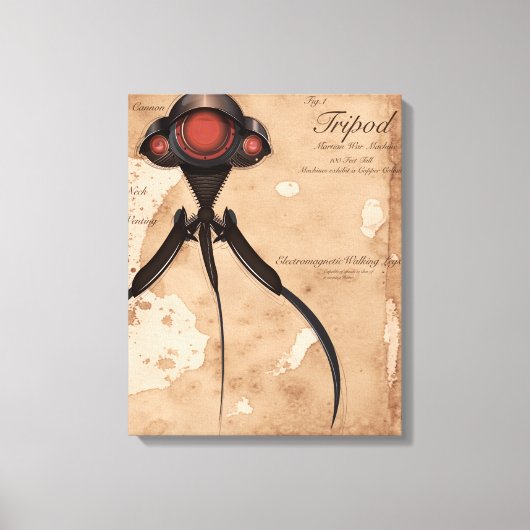 Science Fiction Alien Tripod Angriff! Leinwanddruck (Vorderseite)