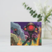 Science Fiction Alien Tripod Angriff! Postkarte (Stehend Vorderseite)
