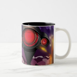Science Fiction Alien Tripod Angriff! Zweifarbige Tasse