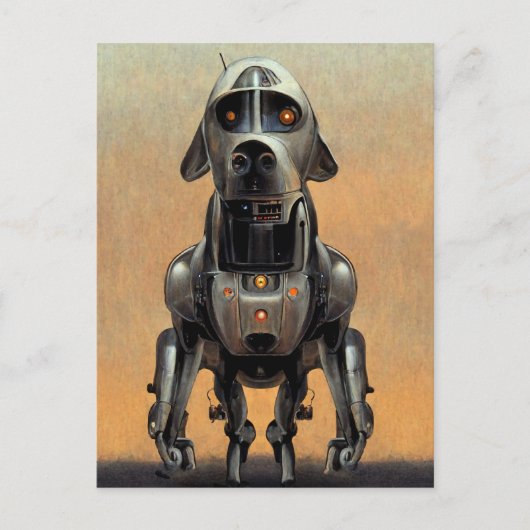 Science Fiction Art | Portrait eines Roboterhundes Postkarte (Vorderseite)