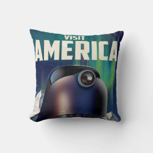 Science Fiction Besuchen Sie Amerikas Reiseplakat Kissen