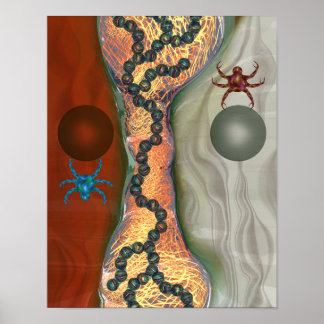 Science-Fiction-Biologie-Abstrakt mit schwebenden Poster