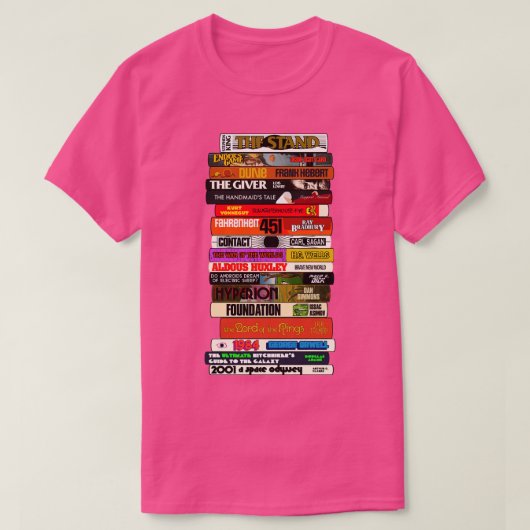Science-Fiction-Bücherstapel T-Shirt (Design vorne)