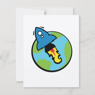 Science Fiction Cartoon Rakete und Planet