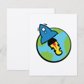 Science Fiction Cartoon Rakete und Planet (Vorne/Hinten)