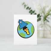 Science Fiction Cartoon Rakete und Planet (Stehend Vorderseite)