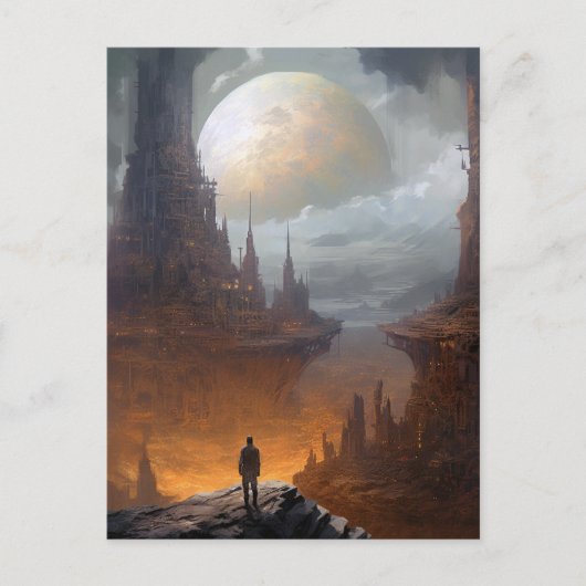Science Fiction City Landscape Sci Fi Postkarte (Vorderseite)