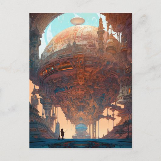 Science Fiction City Landscape Sci Fi Postkarte (Vorderseite)