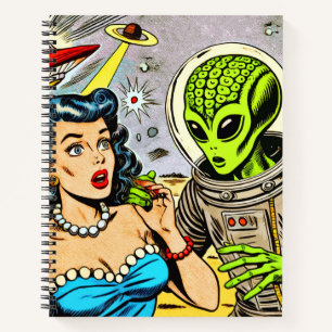 Science Fiction-Comicen für Retro-Alien Notizblock
