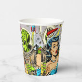 Science Fiction-Comicen für Retro-Alien Pappbecher (Rechts)