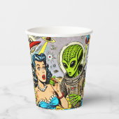 Science Fiction-Comicen für Retro-Alien Pappbecher (Vorderseite)