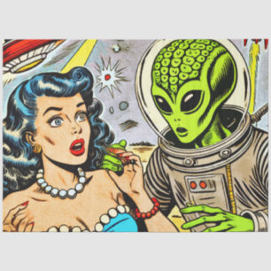 Science Fiction-Comicen für Retro-Alien Seidenpapier