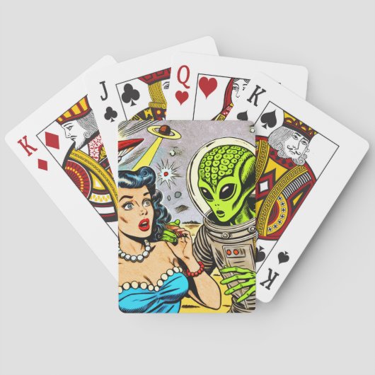 Science Fiction-Comicen für Retro-Alien Spielkarten (Rückseite)