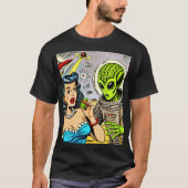 Science Fiction-Comicen für Retro-Alien T-Shirt (Vorderseite)