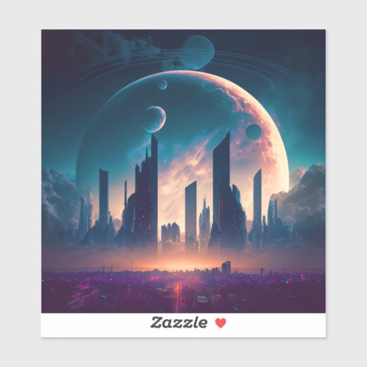 Science Fiction Cyberpunk Space City Aufkleber (Blatt)