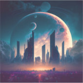 Science Fiction Cyberpunk Space City Aufkleber (Vorderseite)