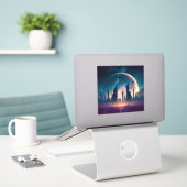 Science Fiction Cyberpunk Space City Aufkleber (Laptop auf Schreibtisch)
