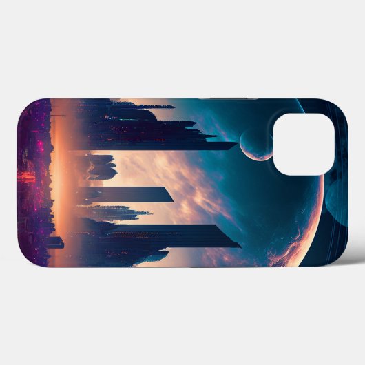 Science Fiction Cyberpunk Space City Case-Mate iPhone Hülle (Rückseite (Horizontal))