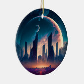 Science Fiction Cyberpunk Space City Keramik Ornament (Rechts)