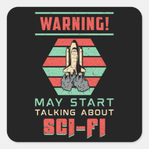 Science Fiction Day Space Alien Science Nerds Gesc Quadratischer Aufkleber