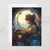 Science Fiction Fantasy Sci-Fi Art Nouveau Lady Postkarte (Vorne/Hinten)
