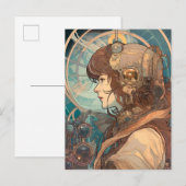 Science Fiction Fantasy Sci-Fi Art Nouveau Lady Postkarte (Vorne/Hinten)