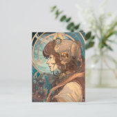 Science Fiction Fantasy Sci-Fi Art Nouveau Lady Postkarte (Stehend Vorderseite)