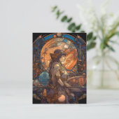 Science Fiction Fantasy Sci-Fi Art Nouveau Lady Postkarte (Stehend Vorderseite)