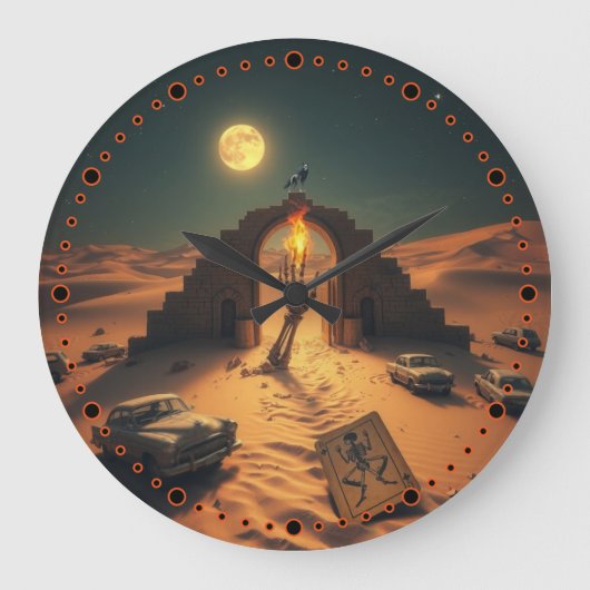 science fiction fantasy world surrealist desert große wanduhr (Vorderseite)