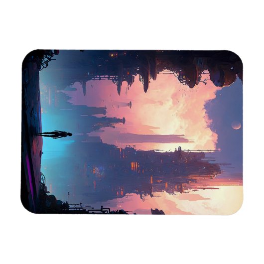Science Fiction Futuristic City Magnet (Horizontal)