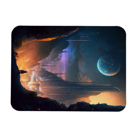 Science Fiction Futuristic City Magnet (Horizontal)